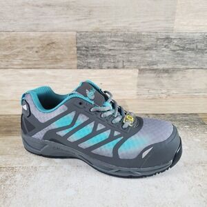 Nautilus N2485 Womens Work Shoes Sz 6.5 B Teal Gray Carbon Fiber Safety Toe
